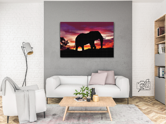 Diamond Painting - Afrikansk elefant ved solnedgang