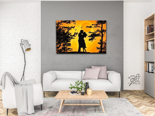 Diamond Painting - Par forelskede ved solnedgang