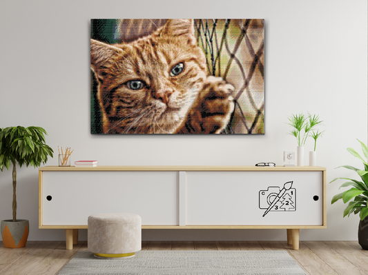 Diamond Painting - Kat på hegnet
