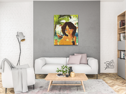 Diamond Painting - Brunette på stranden