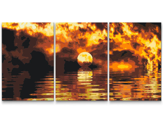 Paint by Numbers - Fire Sunset (sæt af 3)