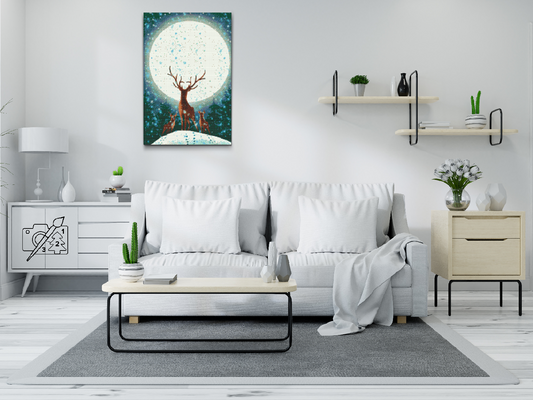 Diamond Painting - Hjorte under fuldmånen