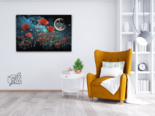 Diamond Painting - Valmuer i måneskinnet
