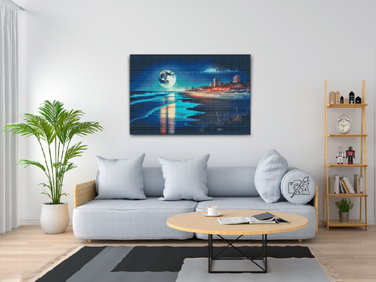 Diamond Painting - Fuldmåne på stranden