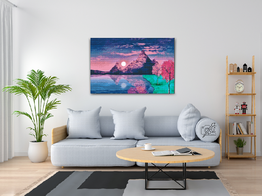 Diamond Painting - Solnedgang ved søen