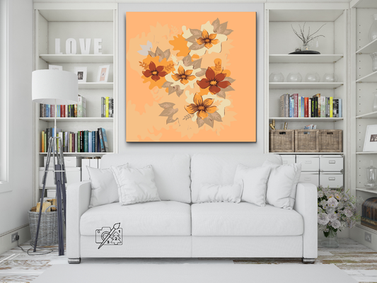 Paint by Numbers - Orange blomster