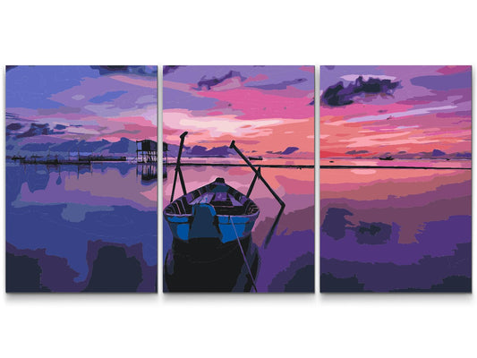 Paint by Numbers - Boat at the Sunset (sæt på 3 stk)