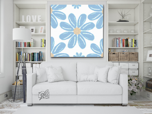 Diamond Painting - Blå blomster