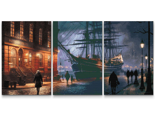 Diamond Painting - Hamborg om natten (sæt af 3)