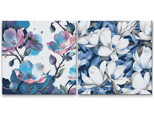 Paint by Numbers - Blomsterbaggrund 3 (sæt af 2)