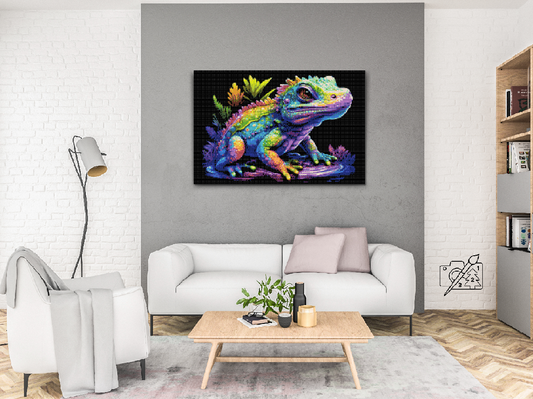 Diamond Painting - Flerfarvet leguan