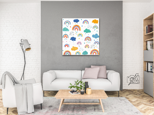 Diamond Painting - Regnbue, skyer og regndråber