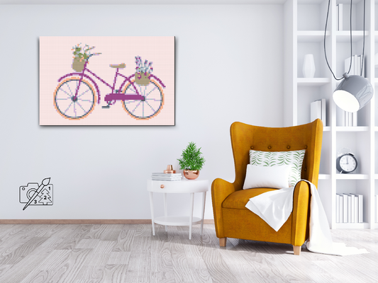Diamond Painting - Cykel med blomster