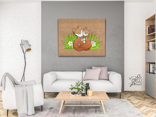 Diamond Painting - Rævefamilien i græsset