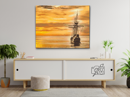 Diamond Painting - Sejlbåd ved solnedgang