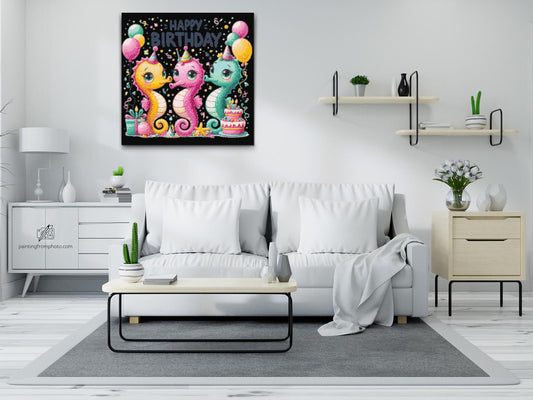 Diamond Painting - Søhestene ønsker dig tillykke med fødselsdagen