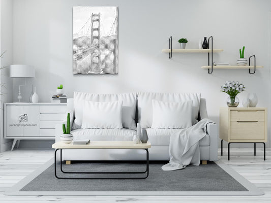 Mal-med-prikker - Golden Gate Bridge tæt på