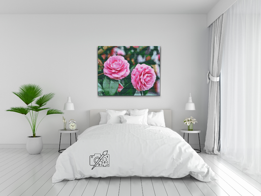Diamond Painting - Lyserøde kameliaer
