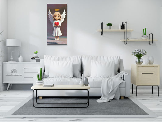 Diamond Painting - Lille engel med et rødt hjerte