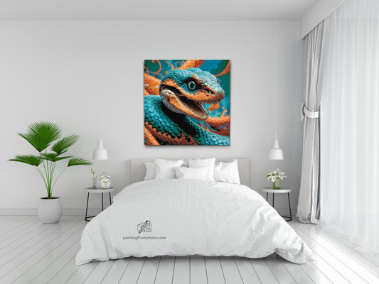 Diamond Painting - Slange i nuancer af turkis og orange