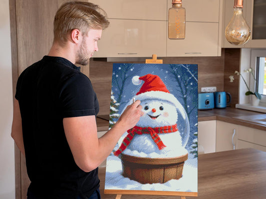 Diamond Painting - Snekugle med en snemand