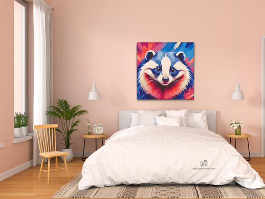 Diamond Painting - Grævling i nuancer af rød og blå