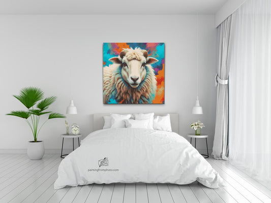 Diamond Painting - Får i nuancer af turkis og orange