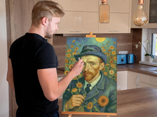 Diamond Painting - Vincent Van Gogh i en solsikkemark