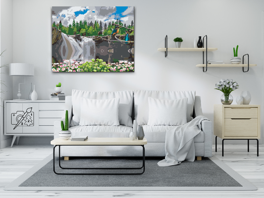 Paint by Numbers - Fugle ved vandfaldet
