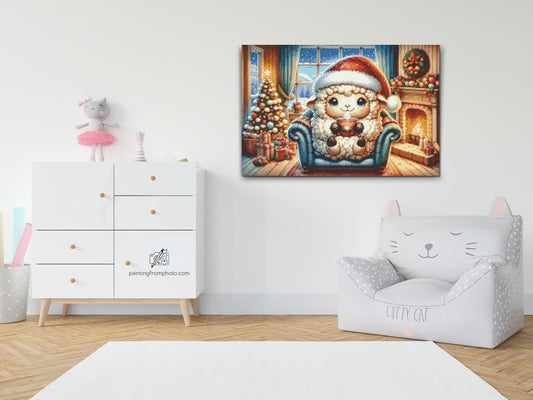 Diamond Painting - Julefår og en kop kaffe