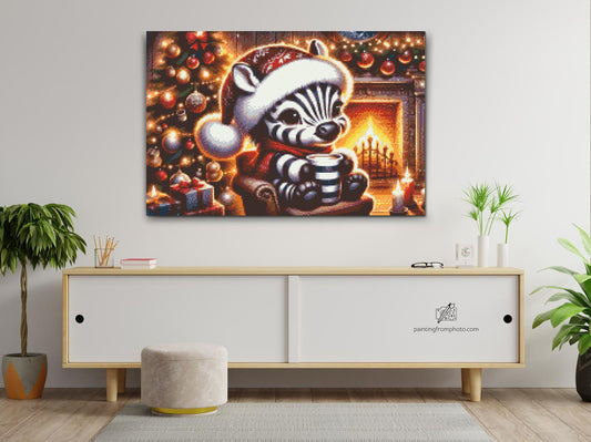 Diamond Painting - Julezebra og en kop kaffe