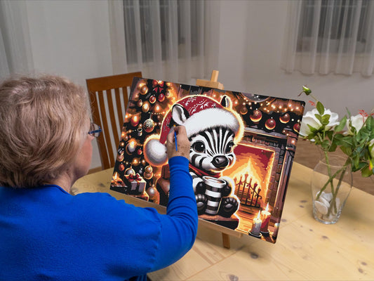 Paint by Numbers - Julezebra og en kop kaffe