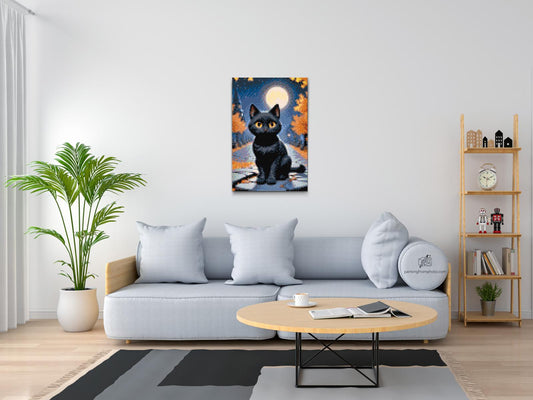 Diamond Painting - Sort kat om efteråret