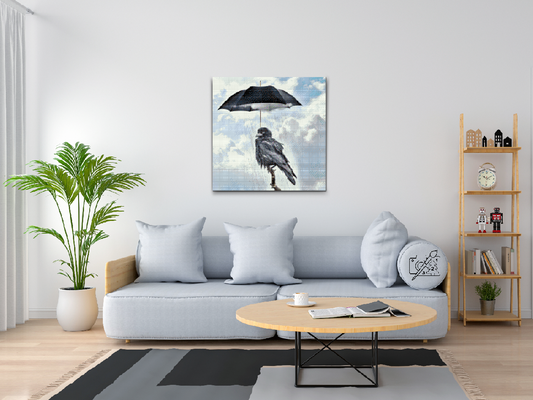 Diamond Painting - Ravn under en paraply