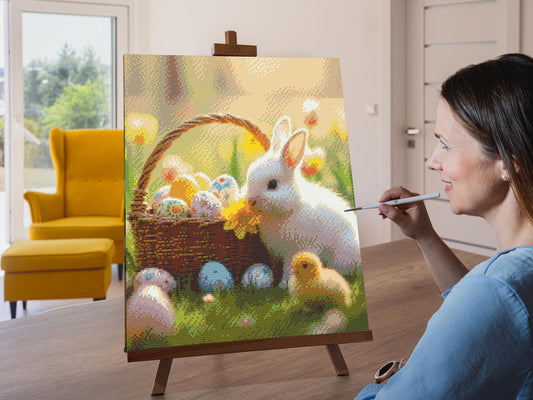 Diamond Painting - Påskekurv og kanin