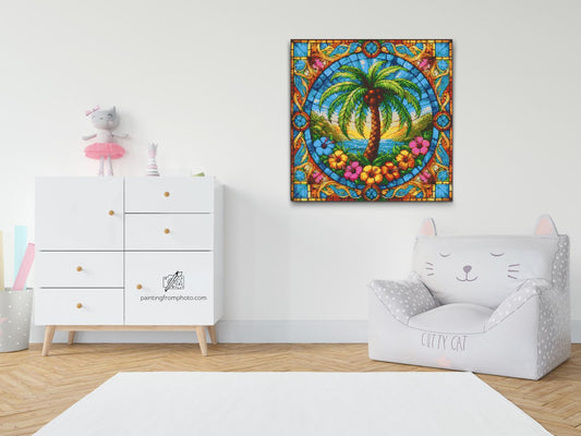 Diamond Painting - Glasmosaikpalme