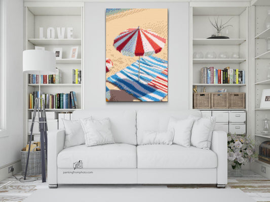 Diamond Painting - Parasol på stranden