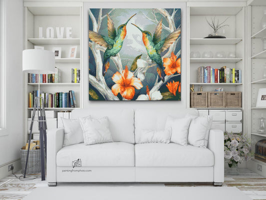 Diamond Painting - Kolibrier blandt blomster