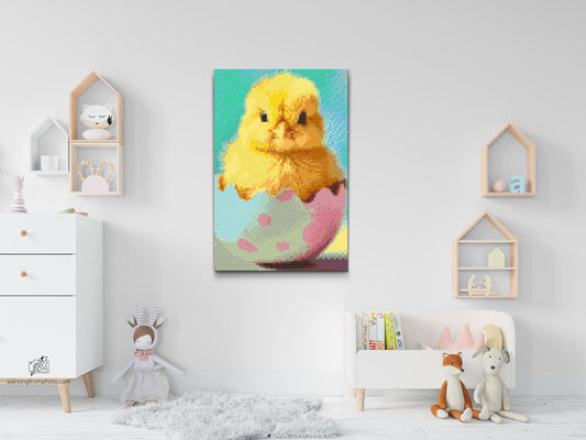 Diamond Painting - Påskekylling i æggeskallen