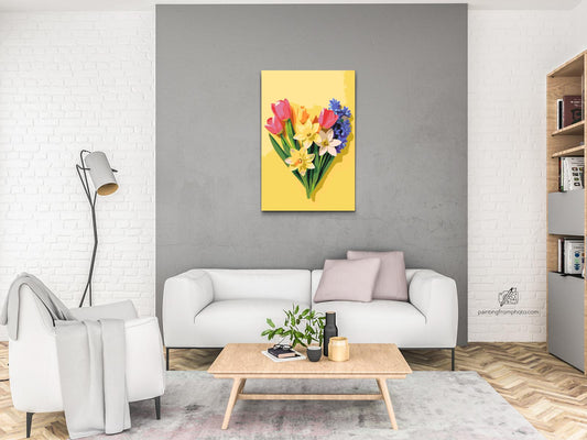 Paint by Numbers - Forårsblomster i hjertet