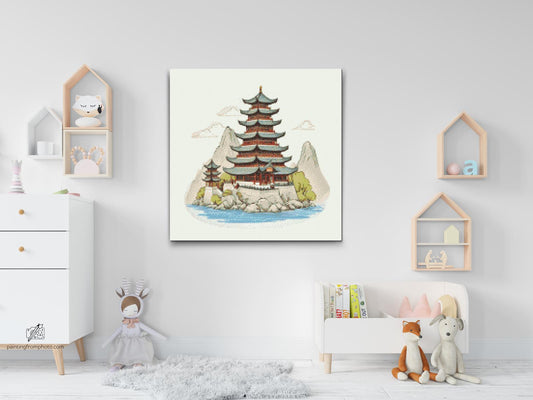Diamond Painting - Kinesisk tempel