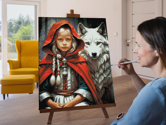 Diamond Painting - Pigen og den hvide ulv
