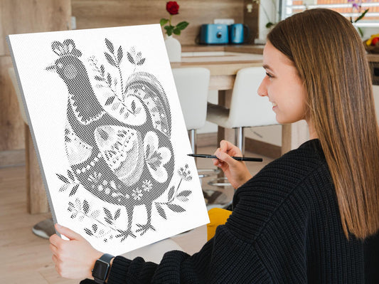 Mal-med-prikker - Nordisk folkekunst - Høns