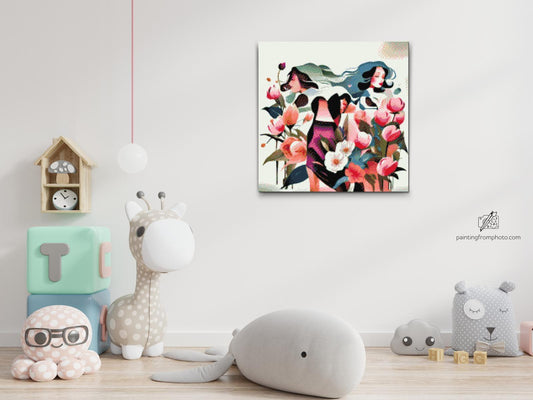 Diamond Painting - Kvinder med pæoner