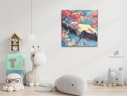 Diamond Painting - Sovende kat i et træ