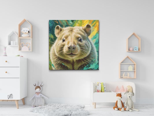 Diamond Painting - Wombat i nuancer af dæmpet grøn