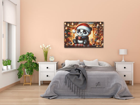 Diamond Painting - Julepanda og en kop kaffe