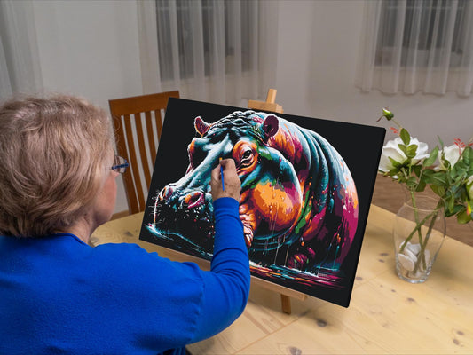 Paint by Numbers - Farverig flodhest