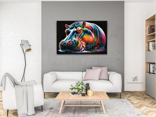 Diamond Painting - Farverig flodhest