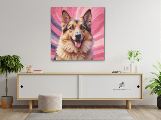 Diamond Painting - Schæferhund i nuancer af pink
